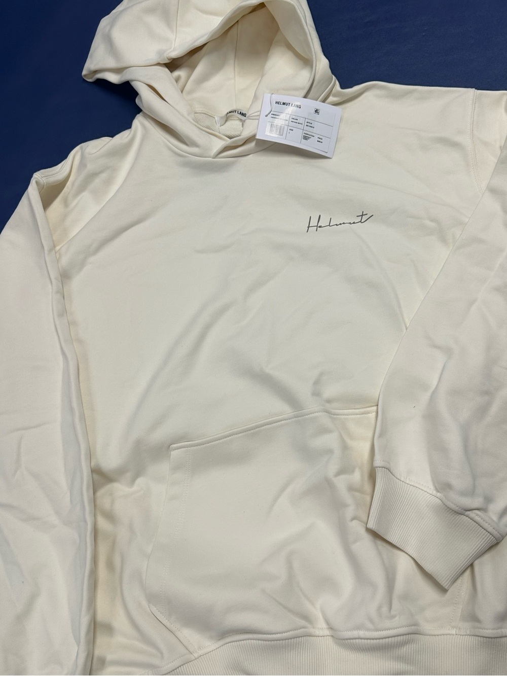 NWT Helmut Lang Handwritten Signature Hoodie - Vintage White - Men’s LARGE